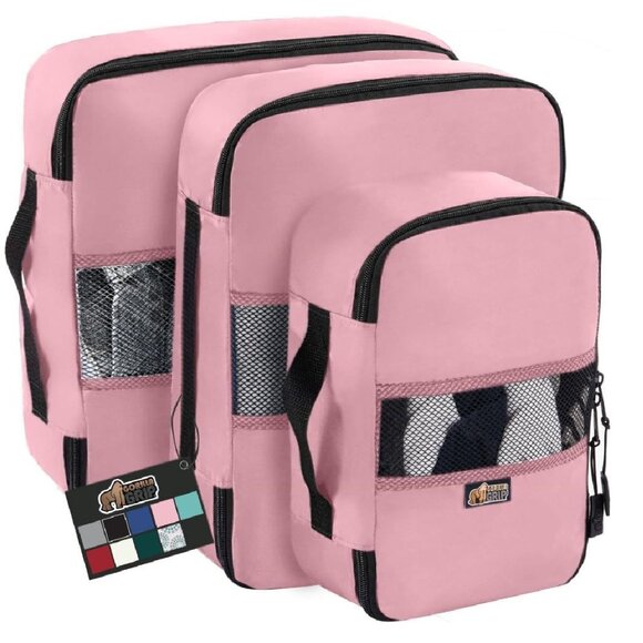 Travel Organizers For Packing Luggage Packing Cubes Bag Storage 3-Pack Pink - Picture 1 of 10